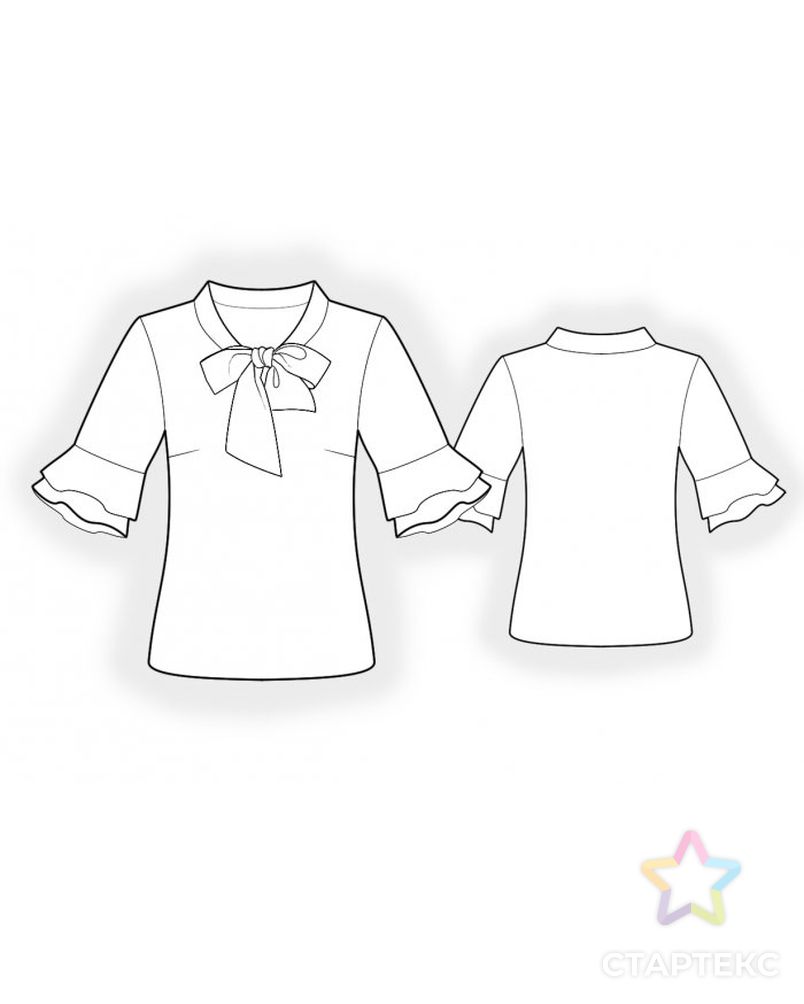 Выкройка: блузка с воланами на рукавах арт. ВКК-3249-1-ЛК0004779 2
