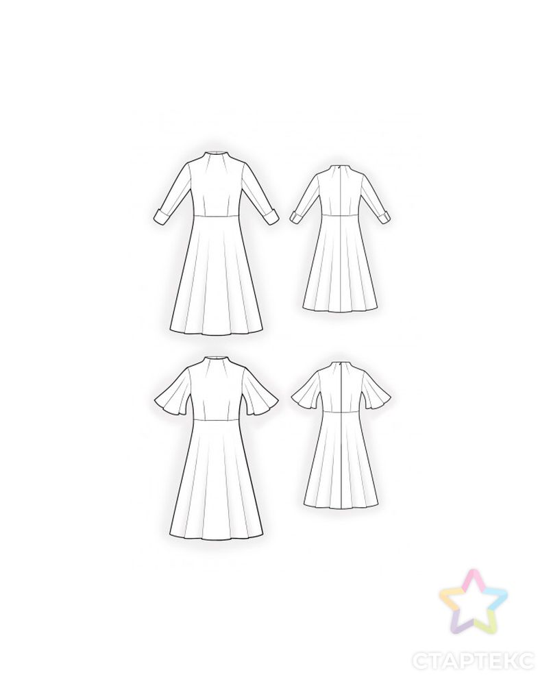 Выкройка: платье с вытачками в горловину (длинный рукав) арт. ВКК-3669-10-ЛК0004792 2