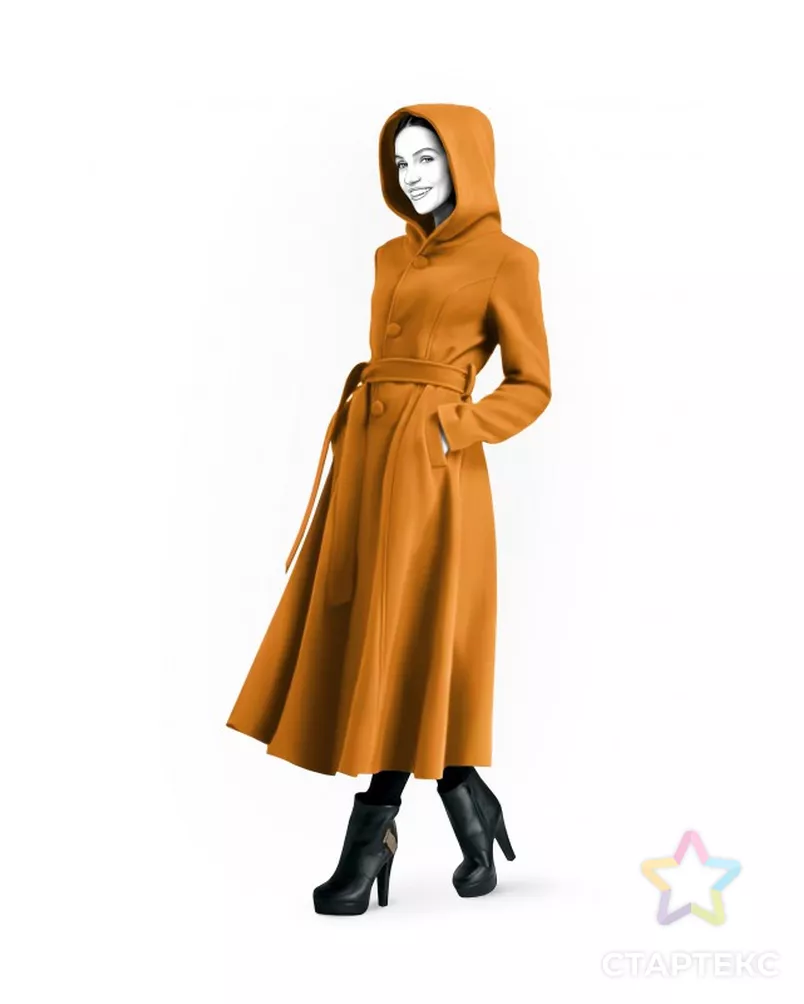 Выкройка: длинное пальто с капюшоном арт. ВКК-3807-2-ЛК0004796 - рис. 1