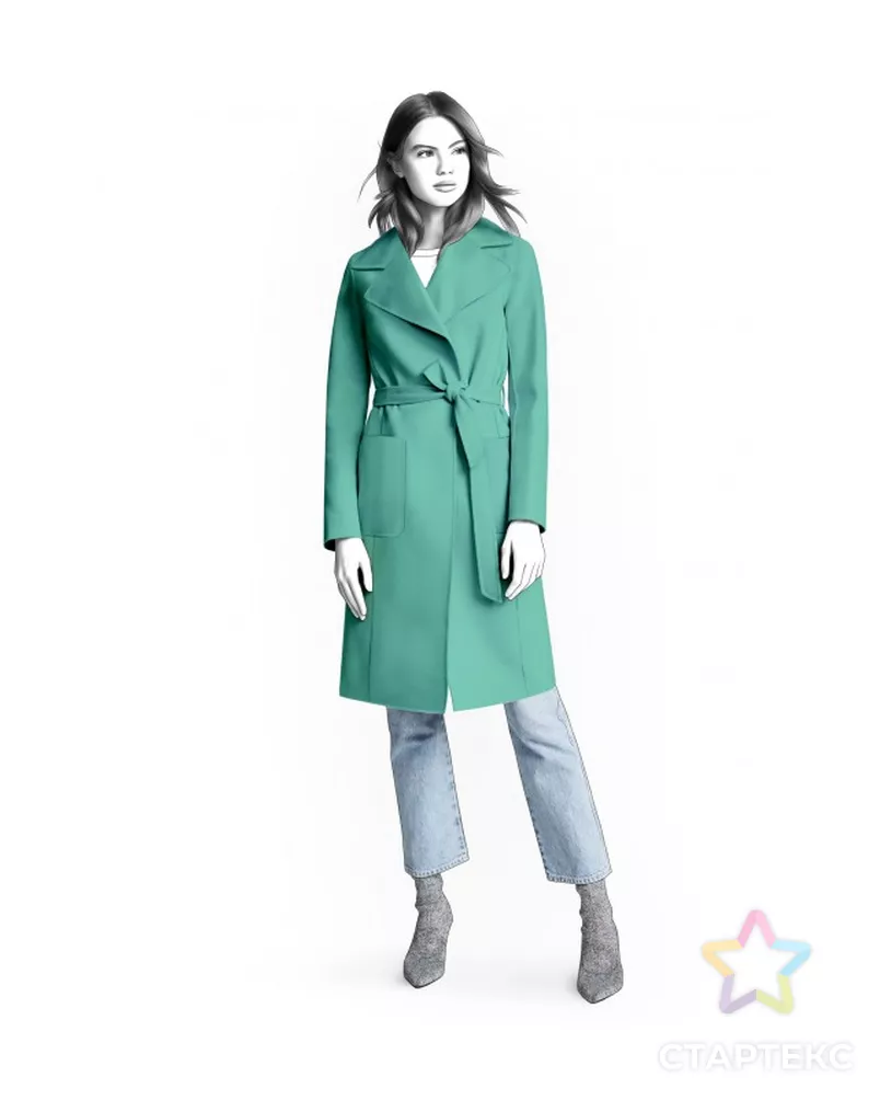 Выкройка: пальто с большим воротником арт. ВКК-3926-5-ЛК0004803 - рис. 1