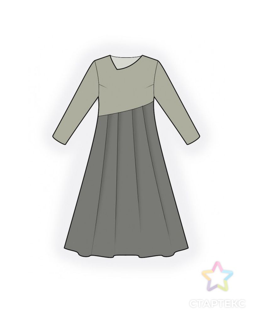 Выкройка: платье с асимметричным подрезом арт. ВКК-3637-1-ЛК0004822 1