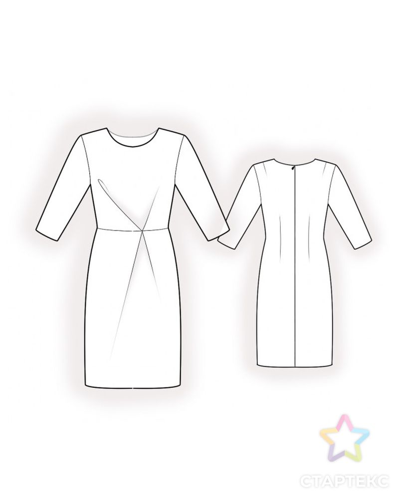 Выкройка: платье со складками на талии арт. ВКК-3699-1-ЛК0004837 2