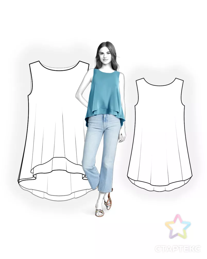 Выкройка: расклешеная туника арт. ВКК-3909-4-ЛК0004855 - рис. 3