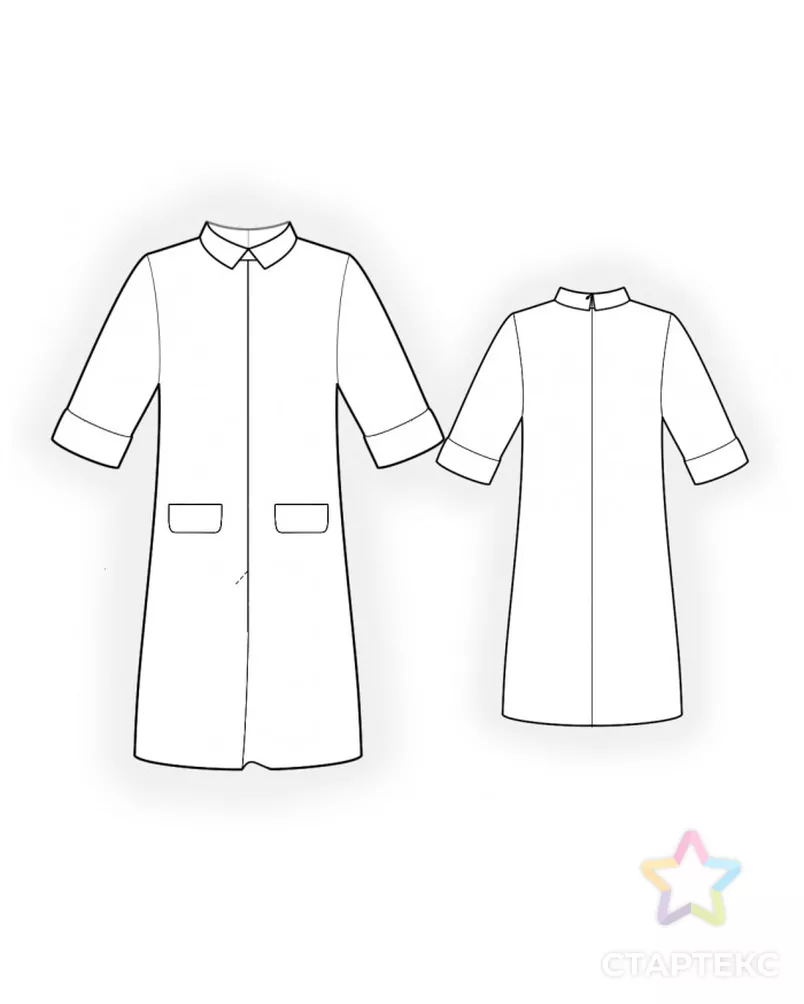 Выкройка: платье с центральной складкой арт. ВКК-3846-12-ЛК0004864 - рис. 2