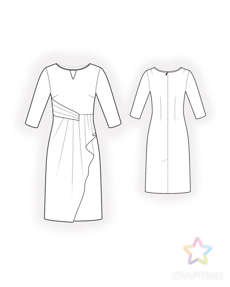 Выкройка: платье с отлетным полотнищем арт. ВКК-3241-1-ЛК0004990 2