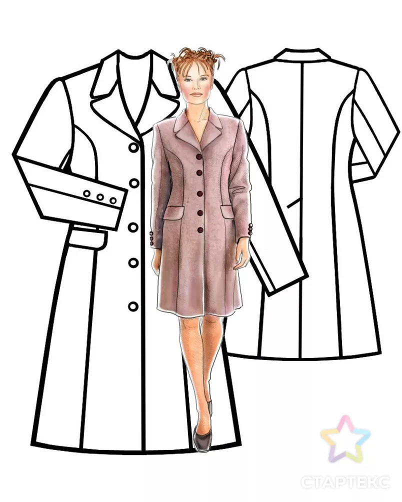 Выкройка: пальто классического стиля арт. ВКК-1741-9-ЛК0005087 - рис. 3