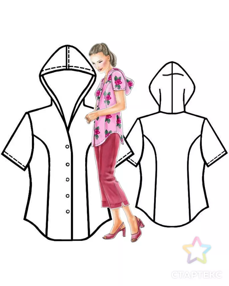 Выкройка: блузка с капюшоном арт. ВКК-382-7-ЛК0005097 - рис. 3