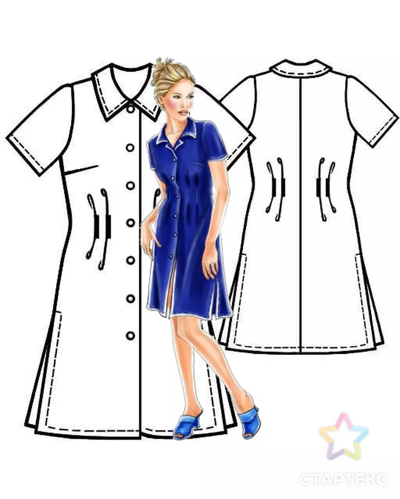 Выкройка: платье из джинсовой ткани в спортивном стиле арт. ВКК-616-7-ЛК0005112 - рис. 3