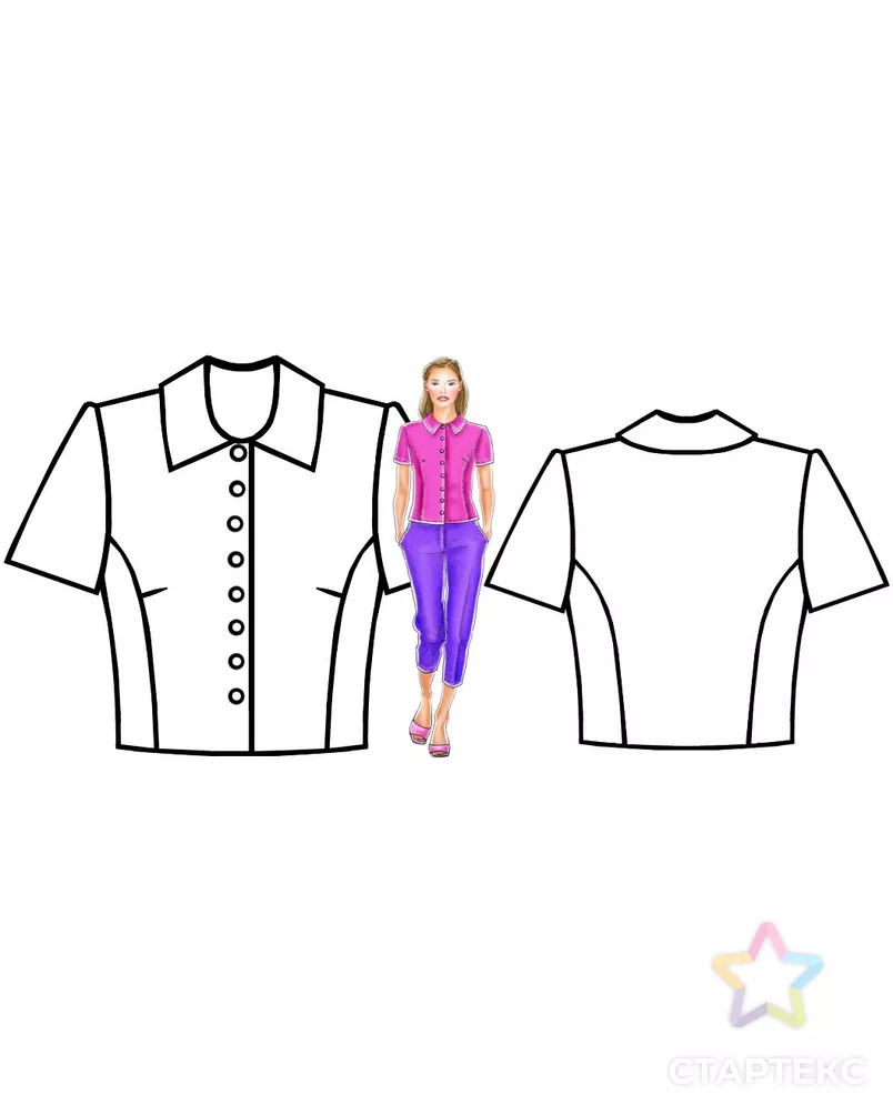 Выкройка: жакет с коротким рукавом арт. ВКК-1010-4-ЛК0005134 - рис. 3