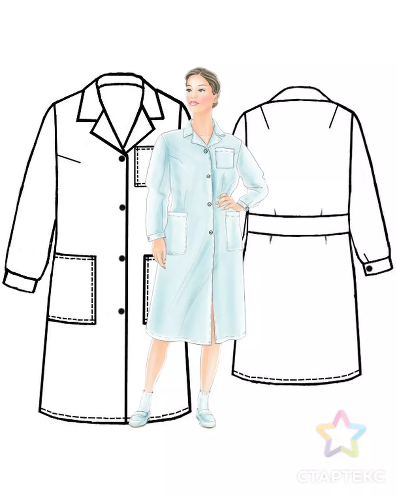 Выкройка: халат медицинский женский арт. ВКК-921-1-ЛК0005218 - рис. 3
