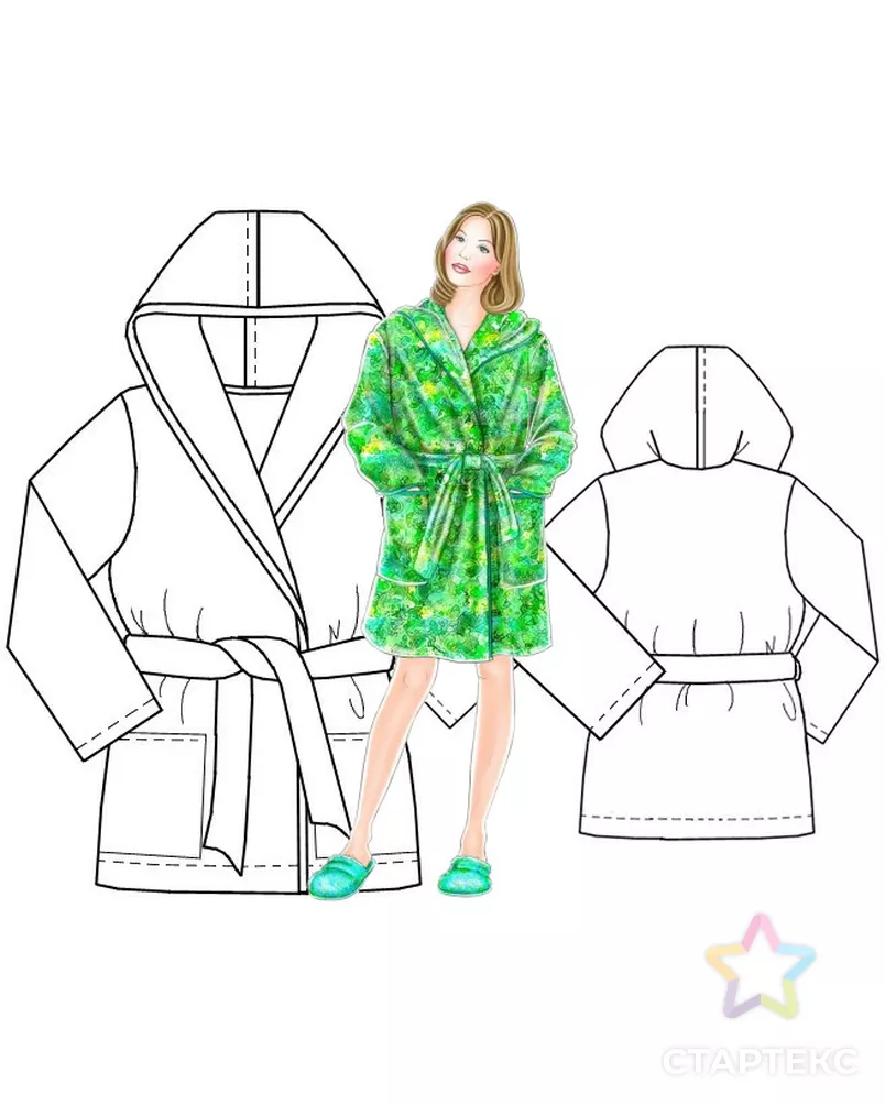 Выкройка: халат с капюшоном арт. ВКК-726-1-ЛК0005258 - рис. 3