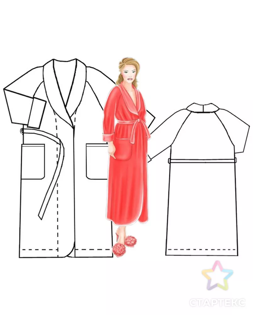 Выкройка: халат с рукавом реглан арт. ВКК-1666-1-ЛК0005259 - рис. 3