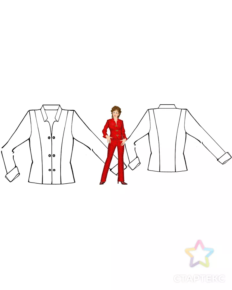 Выкройка: жакет с навесными петлями арт. ВКК-994-8-ЛК0005336 - рис. 3