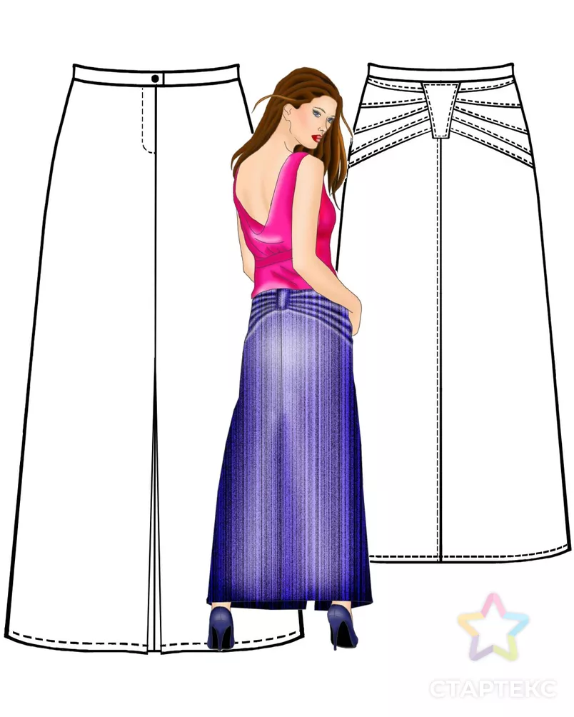 Выкройка: юбка с кокетками сзади арт. ВКК-851-3-ЛК0005415 - рис. 3