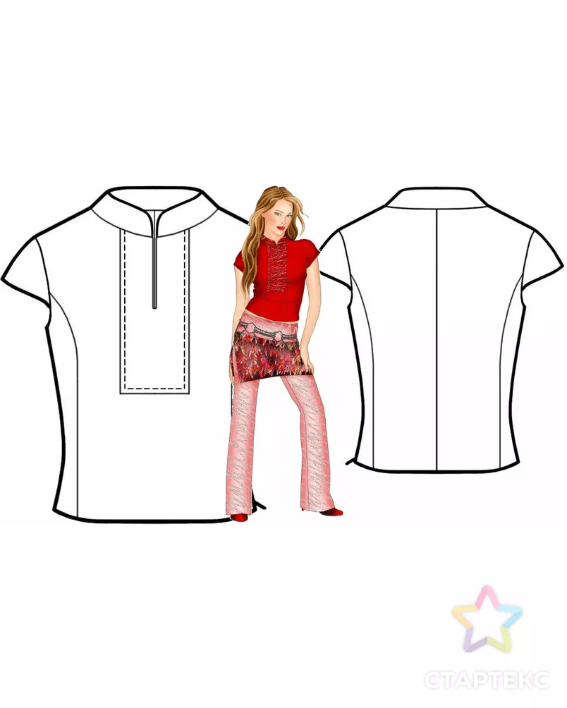 Выкройка: блузка в китайском стиле арт. ВКК-1062-4-ЛК0005444 - рис. 3
