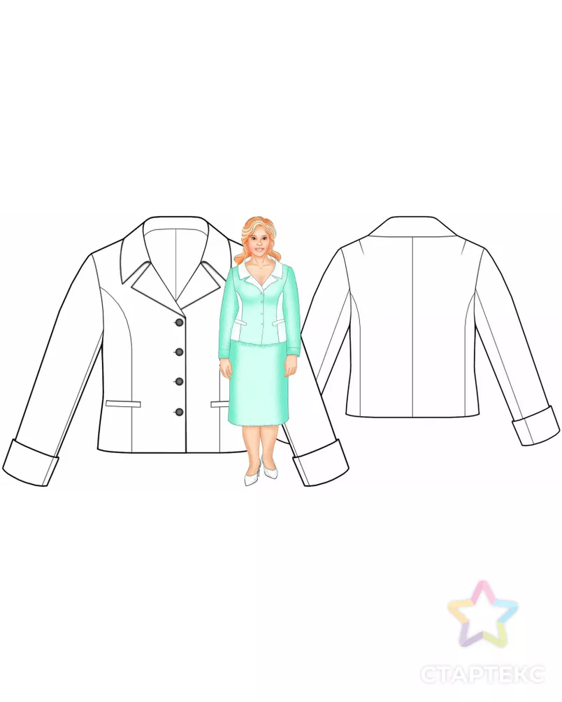 Выкройка: жакет с манжетами арт. ВКК-444-4-ЛК0005513 - рис. 3