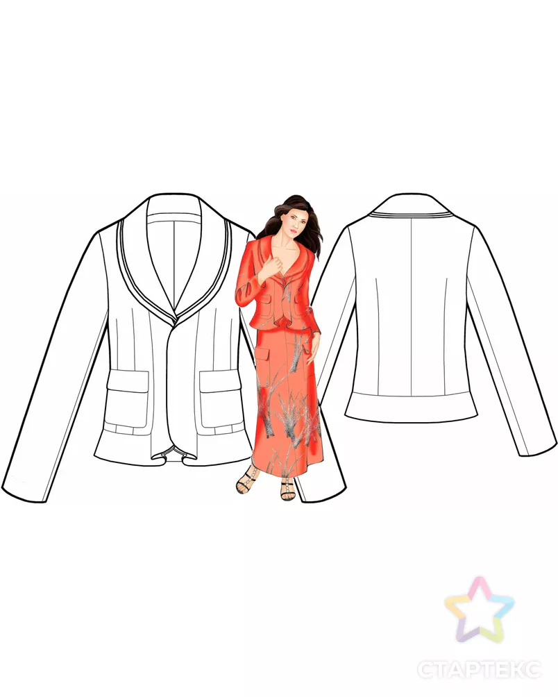Выкройка: жакет с тремя воротниками арт. ВКК-1533-7-ЛК0005549 - рис. 3