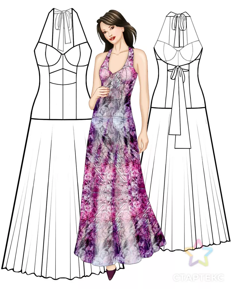 Выкройка: платье с бантом сзади арт. ВКК-1474-11-ЛК0005594 - рис. 3