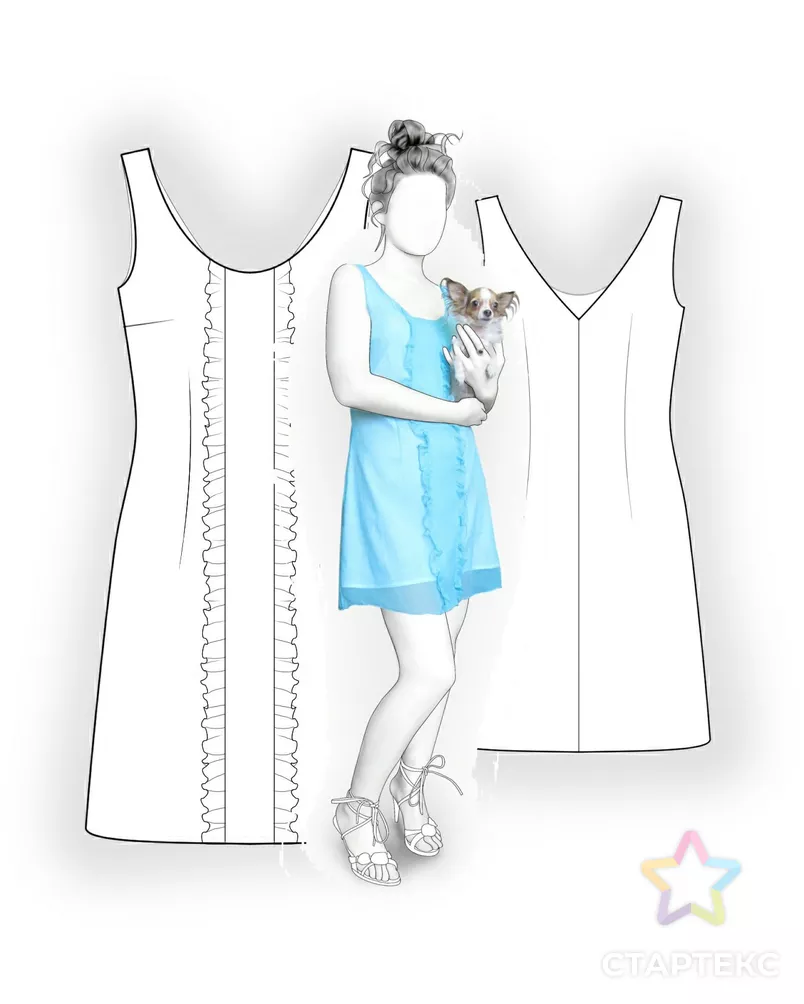 Выкройка: сарафан с рюшами арт. ВКК-538-12-ЛК0005909 - рис. 3