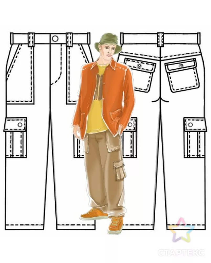 Выкройка: брюки с накладными карманами арт. ВКК-433-1-ЛК0006040 - рис. 3
