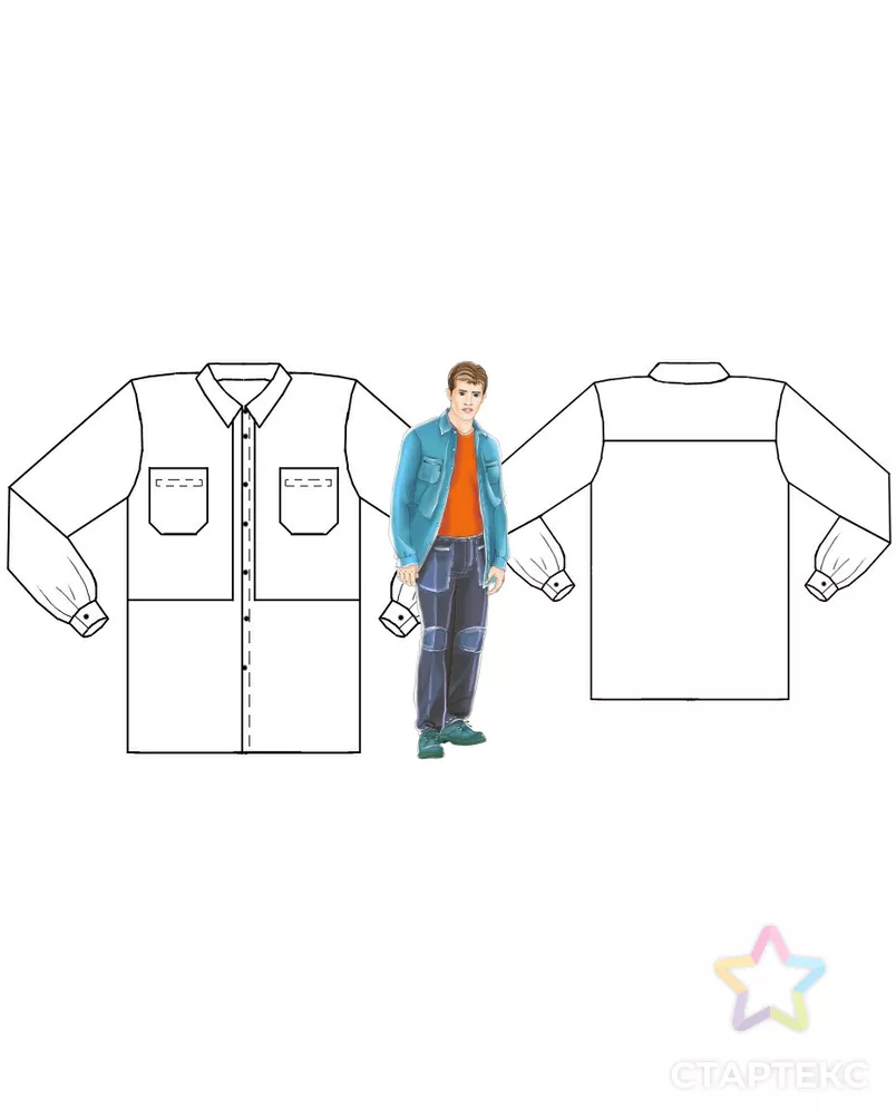 Выкройка: рубашка в клетку арт. ВКК-197-1-ЛК0006055 - рис. 3