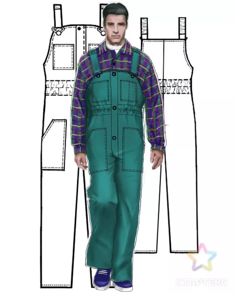 Выкройка: полукомбинезон мужской арт. ВКК-1211-8-ЛК0006093 - рис. 3