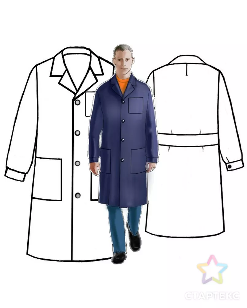 Выкройка: темный мужской халат арт. ВКК-1747-1-ЛК0006097 - рис. 3