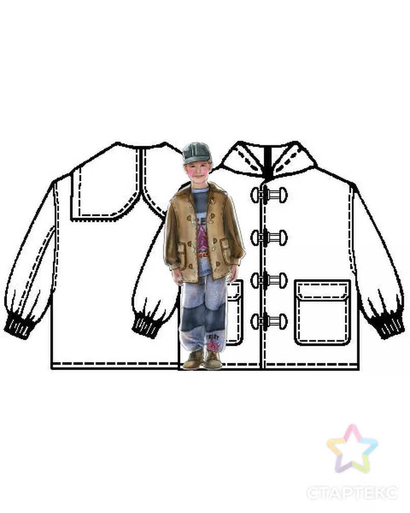 Выкройка: куртка с капюшоном-воротником арт. ВКК-171-1-ЛК0007013 - рис. 3