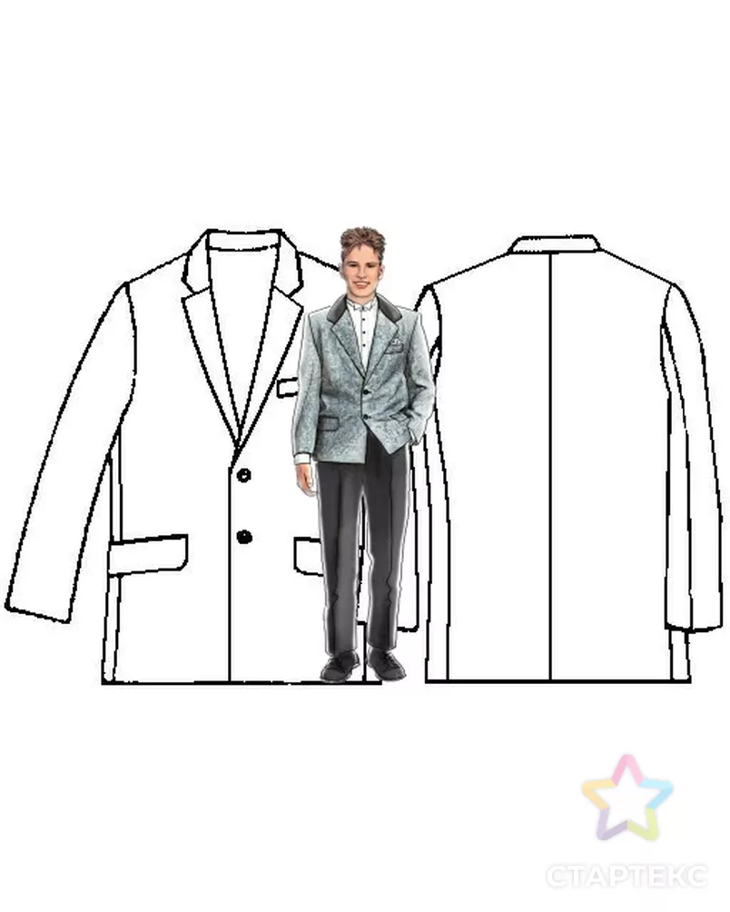 Выкройка: однобортный пиджак арт. ВКК-526-1-ЛК0007019 - рис. 3