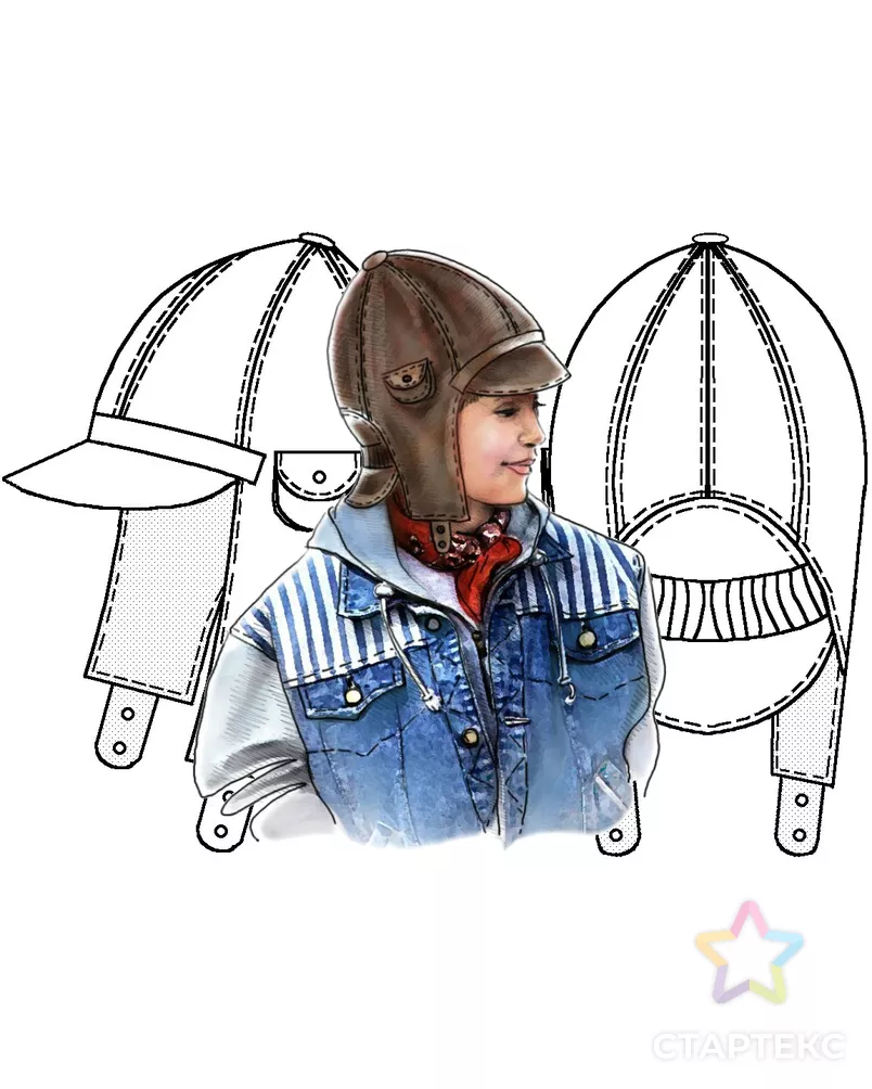 Выкройка: шлем из кожи арт. ВКК-477-12-ЛК0007097 - рис. 3