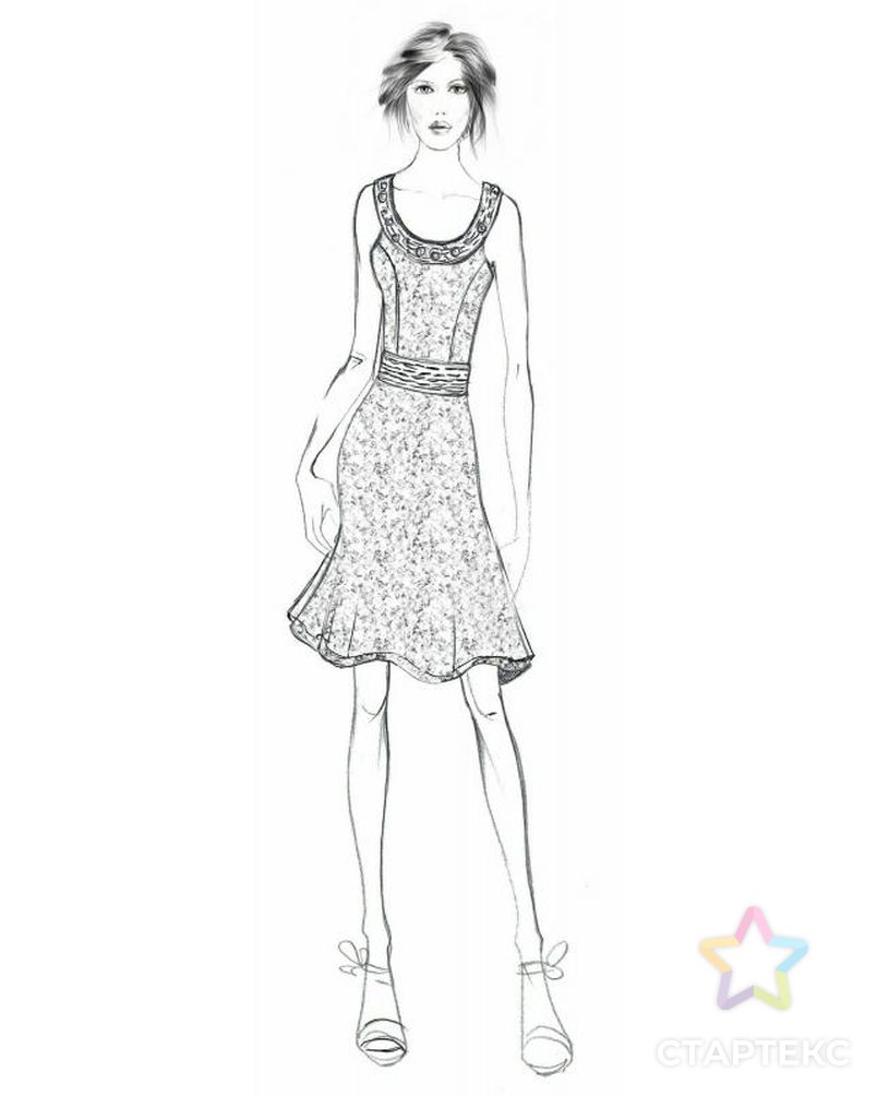 Выкройка: платье с круглой планкой арт. ВКК-2011-1-ЛК0002023 1
