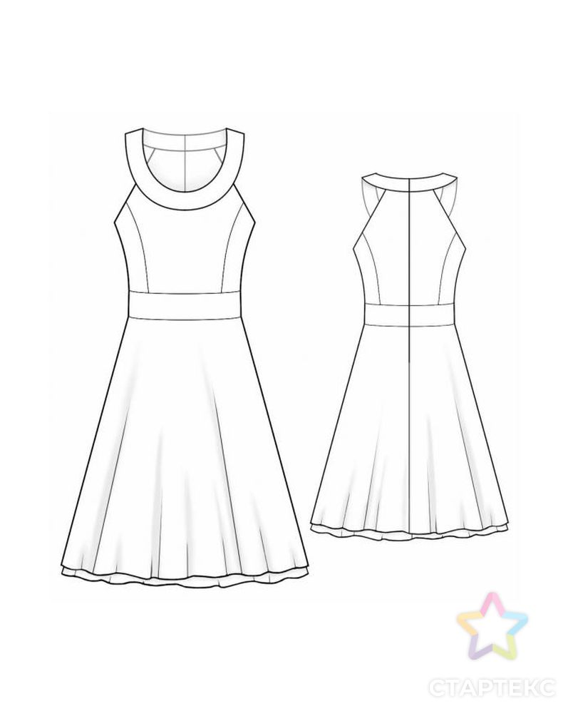 Выкройка: платье с круглой планкой арт. ВКК-2011-1-ЛК0002023 2