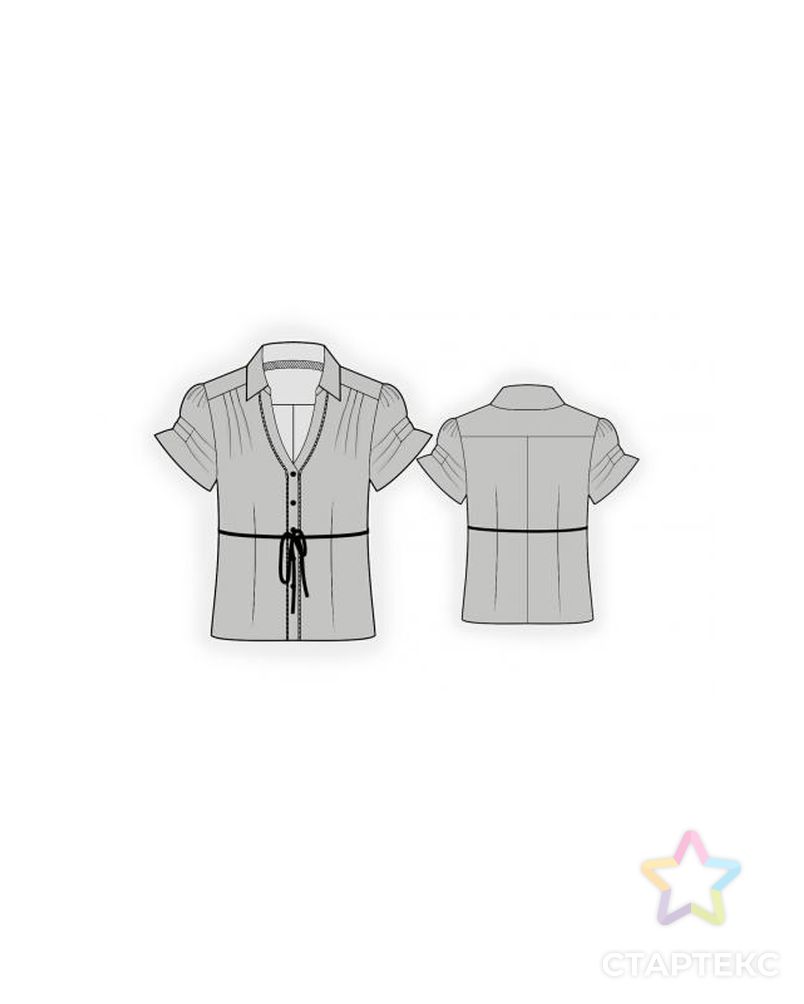 Выкройка: блузка с поясом арт. ВКК-1957-1-ЛК0004001 1