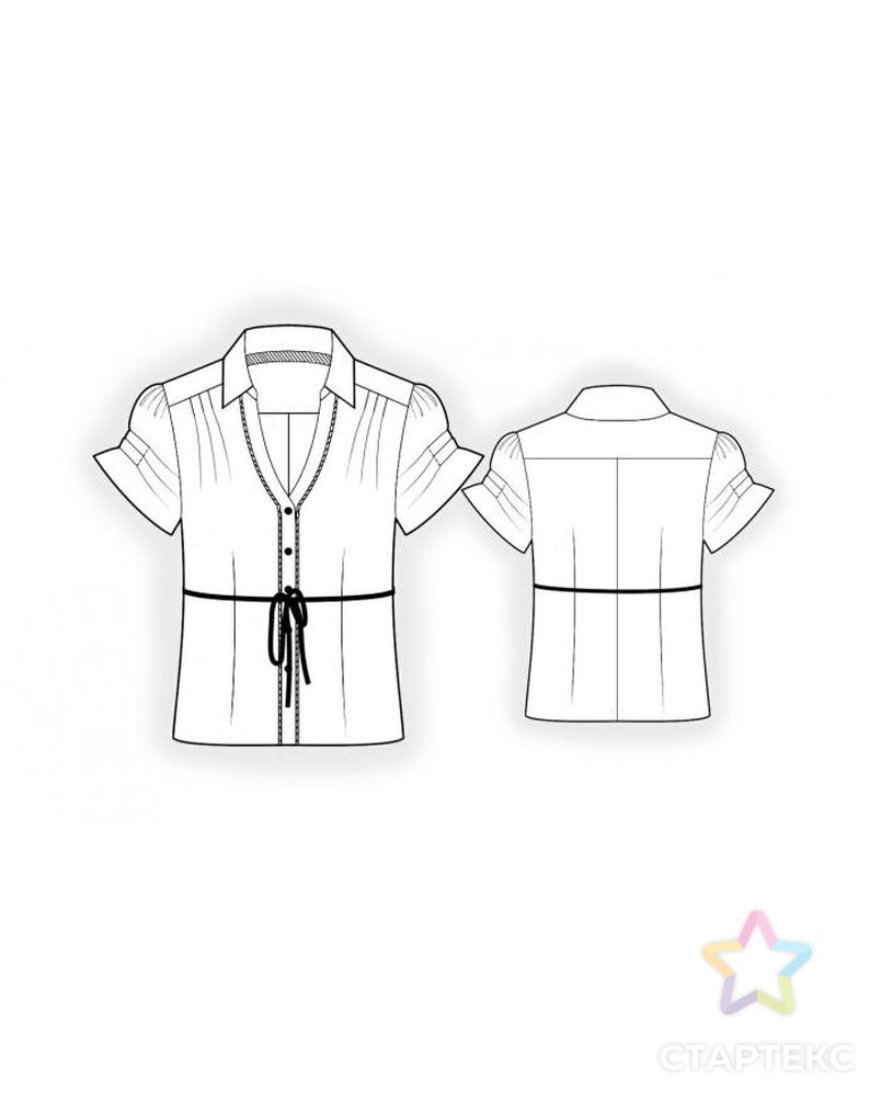 Выкройка: блузка с поясом арт. ВКК-1957-1-ЛК0004001 2