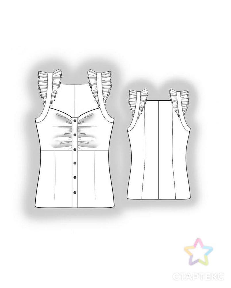 Выкройка: блуза с рюшами арт. ВКК-891-1-ЛК0004017 2