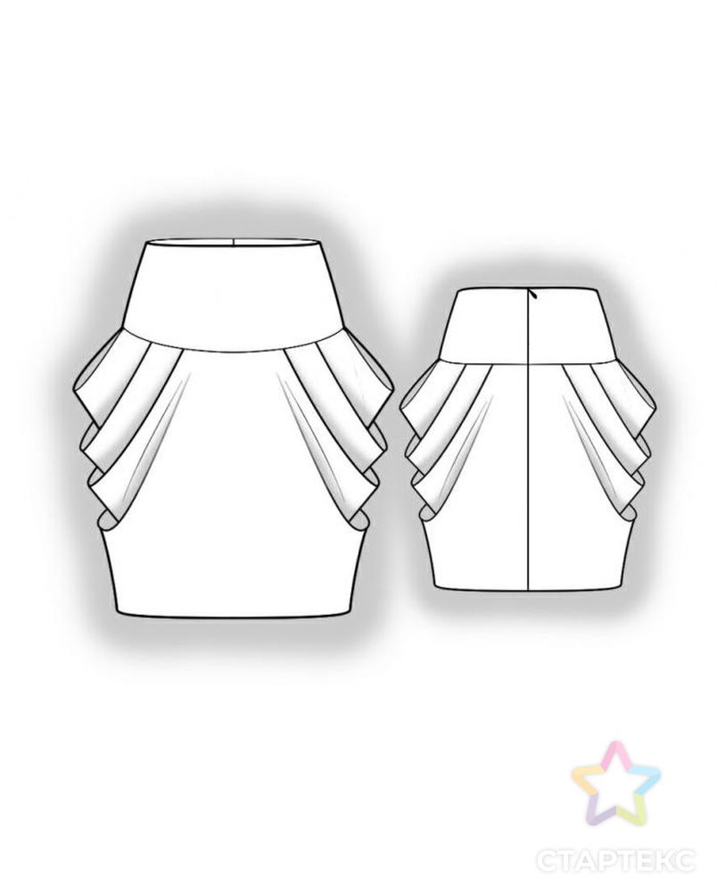 Выкройка: юбка с драпировкой арт. ВКК-1757-1-ЛК0004041