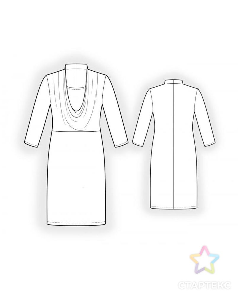 Выкройка: платье с горловиной качель арт. ВКК-1508-1-ЛК0004046