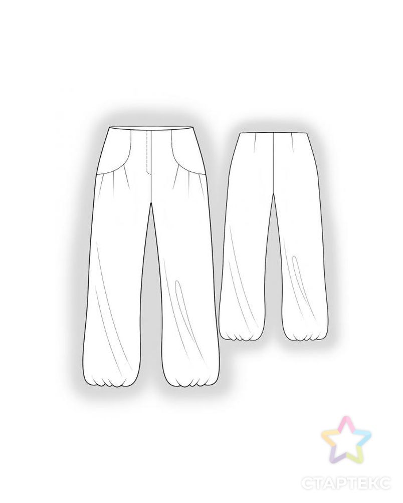 Выкройка: брюки с напуском по низу арт. ВКК-2018-1-ЛК0004050
