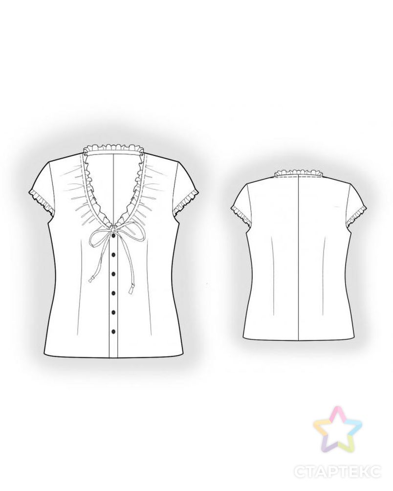 Выкройка: блузка с рюшей арт. ВКК-1282-1-ЛК0004056