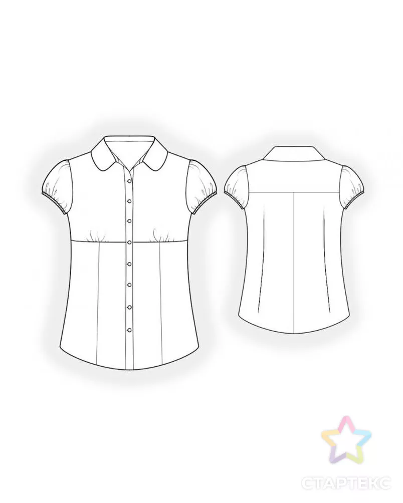 Выкройка: белая блузка арт. ВКК-1730-3-ЛК0004059 - рис. 2