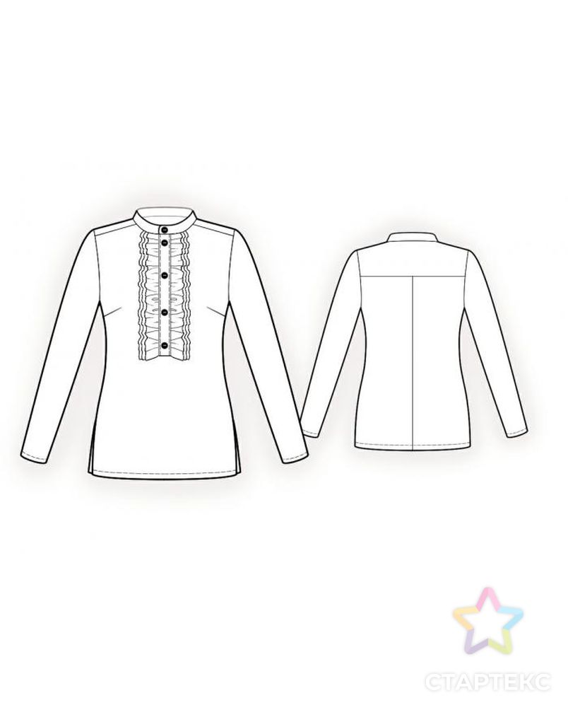 Выкройка: блузка с рюшей арт. ВКК-1465-1-ЛК0004076 2