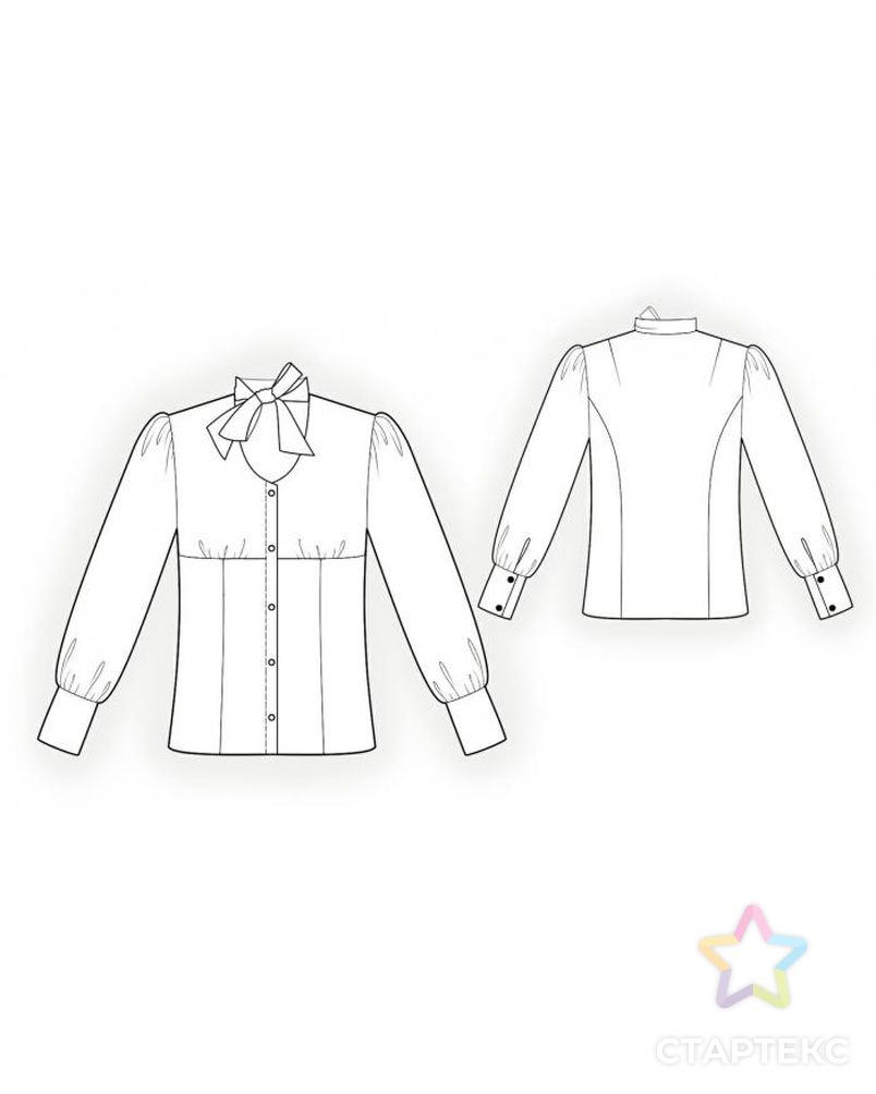 Выкройка: блузка с бантом арт. ВКК-1899-1-ЛК0004090 2