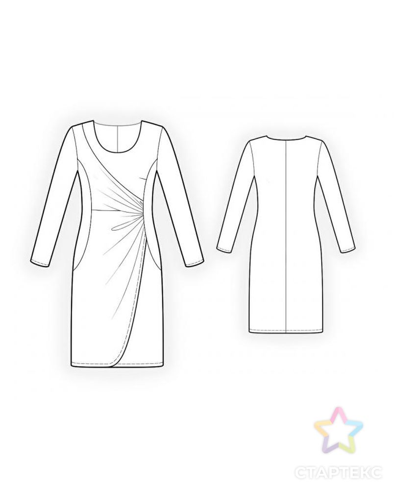 Выкройка: платье с драпировкой арт. ВКК-1921-10-ЛК0004094 2