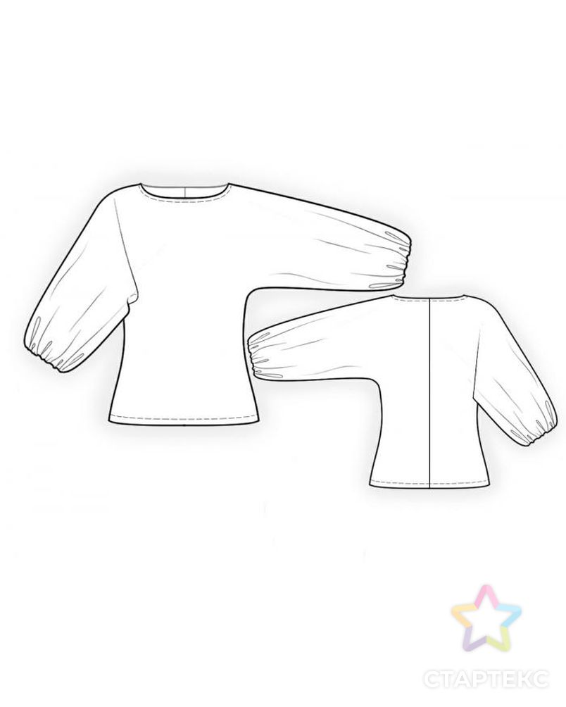 Выкройка: блузка с широким рукавом арт. ВКК-409-1-ЛК0004099 2