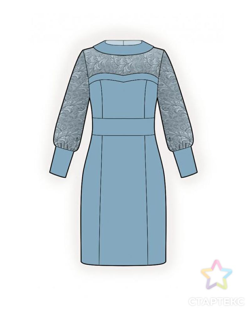 Выкройка: платье с кружевной кокеткой арт. ВКК-1212-1-ЛК0004120 1