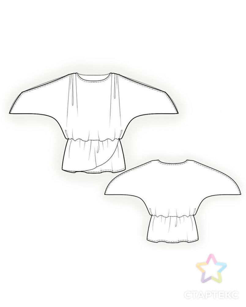 Выкройка: блузка с открытыми плечами арт. ВКК-2084-1-ЛК0004125 2