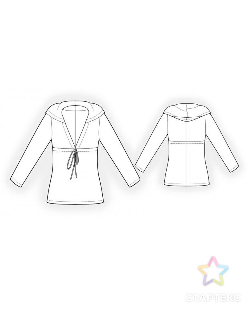 Выкройка: блузка с капюшоном арт. ВКК-179-1-ЛК0004161