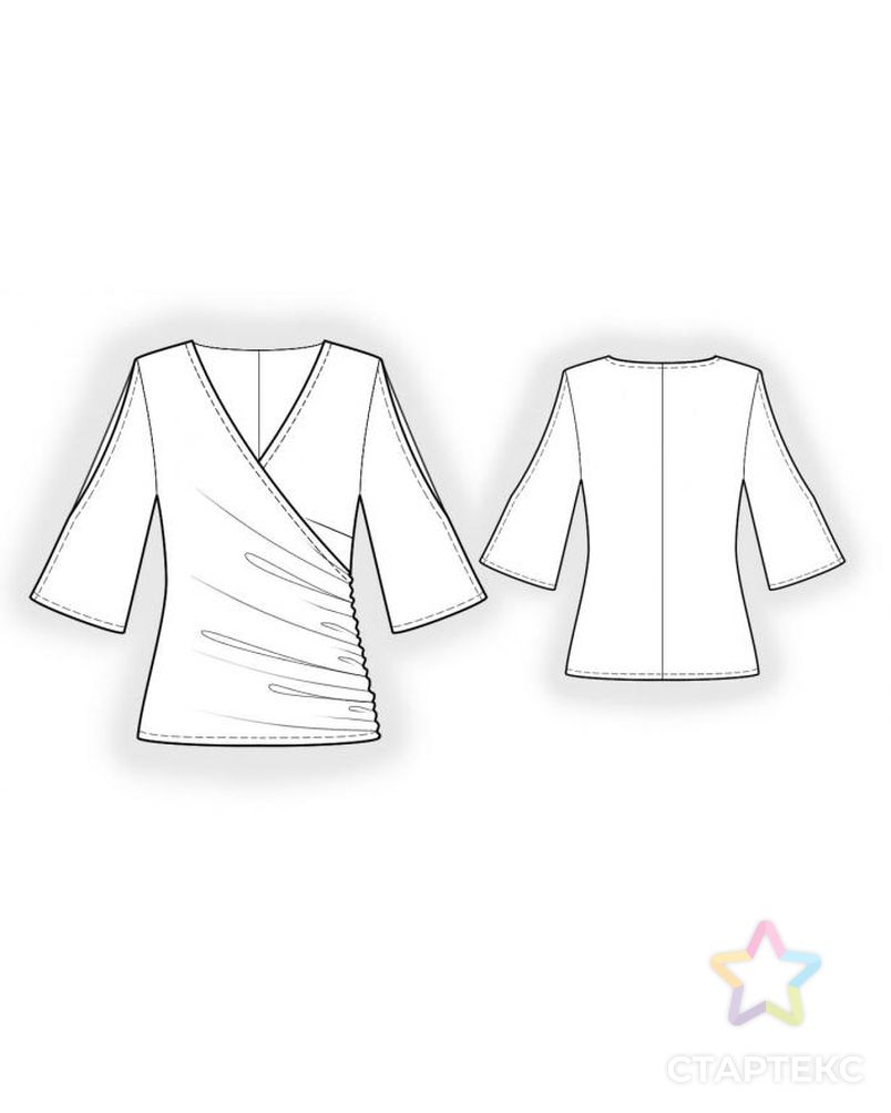 Выкройка: блузка с открытыми плечами арт. ВКК-1012-1-ЛК0004178 2