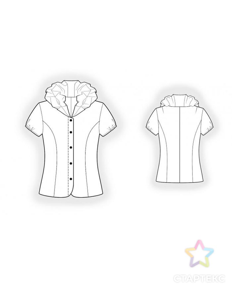 Выкройка: блузка с двойным воротником арт. ВКК-1883-10-ЛК0004185