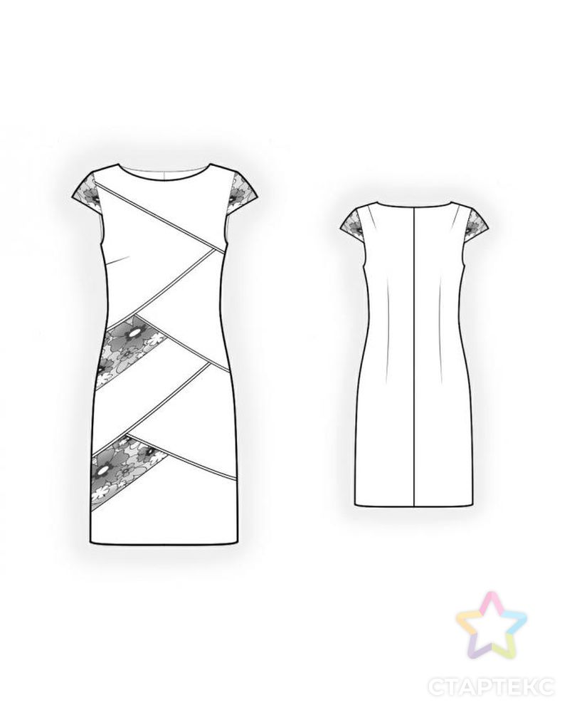 Выкройка: платье с кружевом арт. ВКК-490-1-ЛК0004191 2